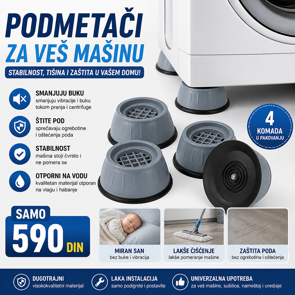 Podmetači za veš mašinu - 4 komada