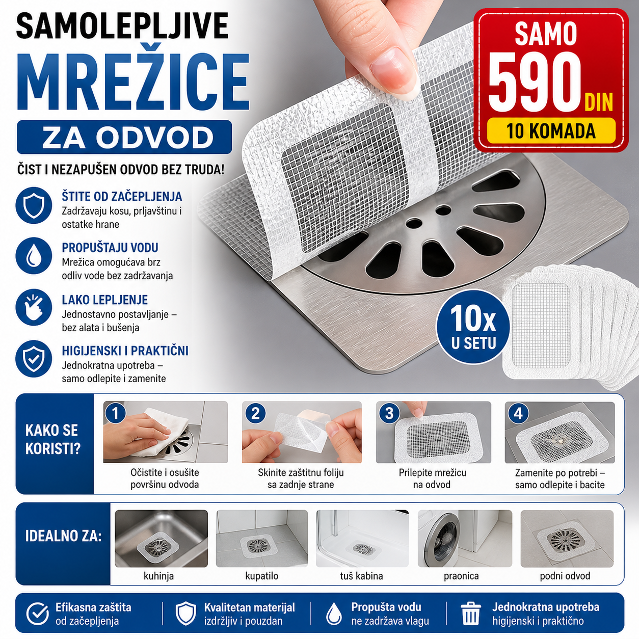 Set 10 mrežica za odvod