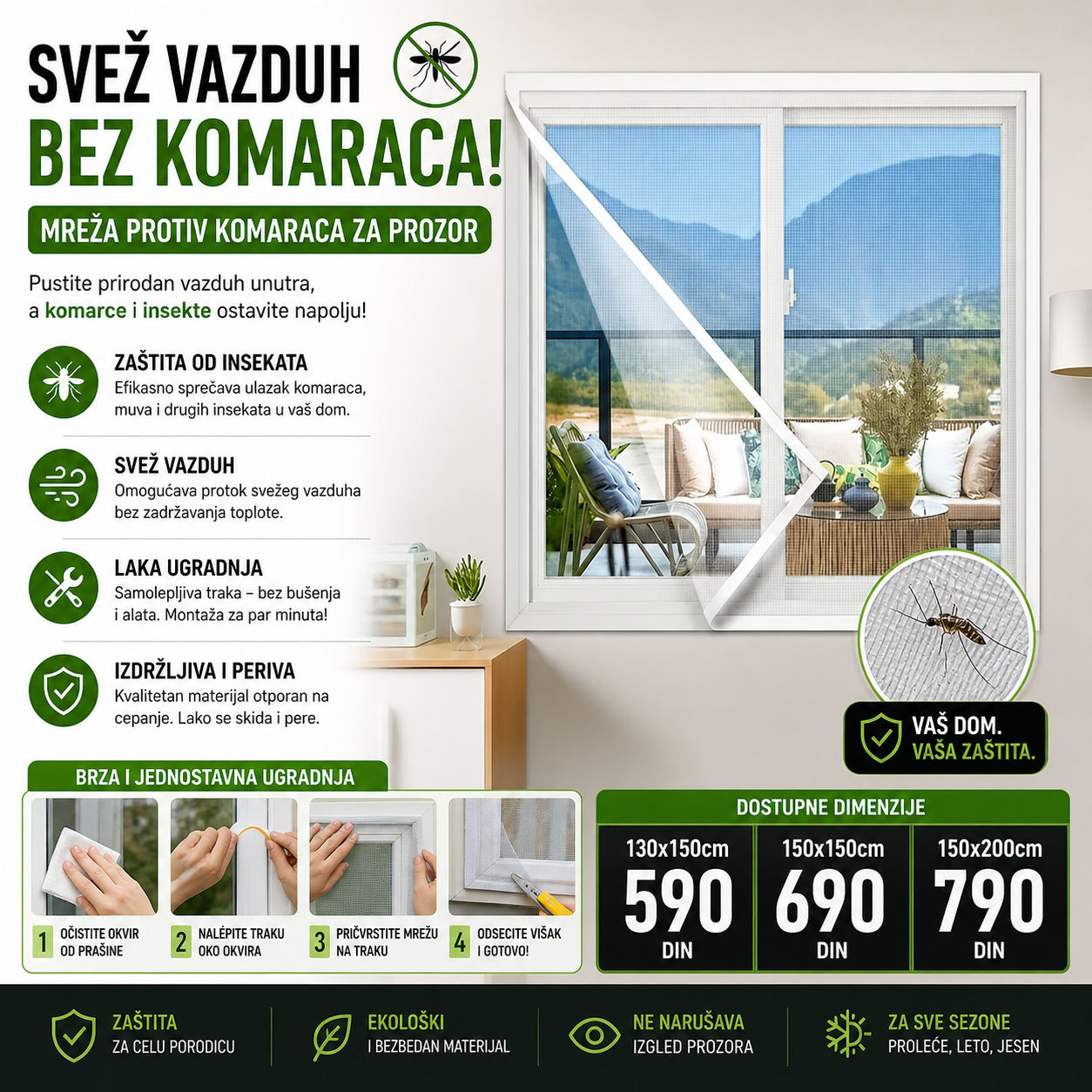 Mreža protiv komaraca za prozor