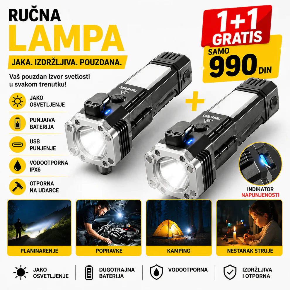 8u1 multifunkcionalna led lampa - 1+1 gratis