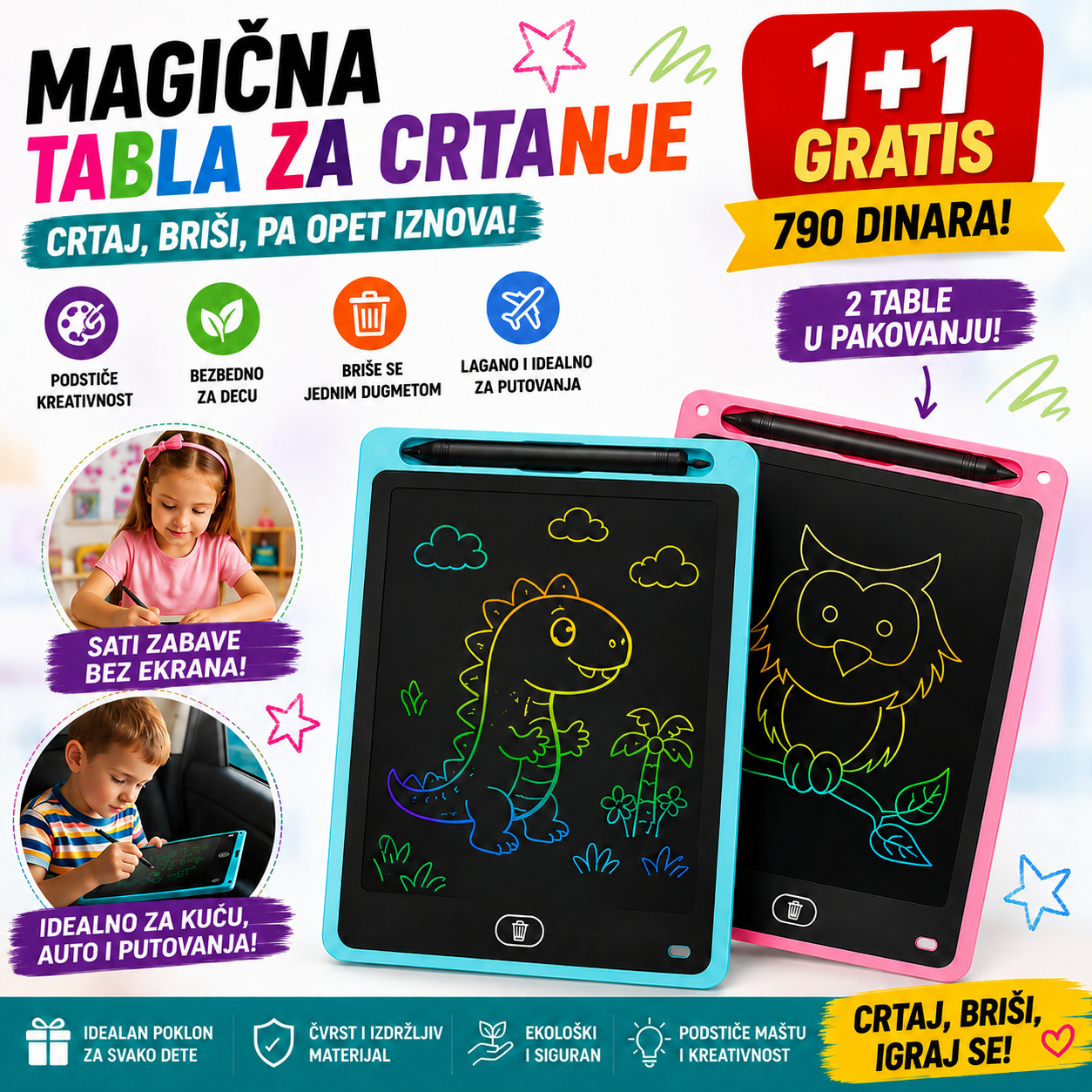 Magična LCD tabla za crtanje - 1+1 gratis