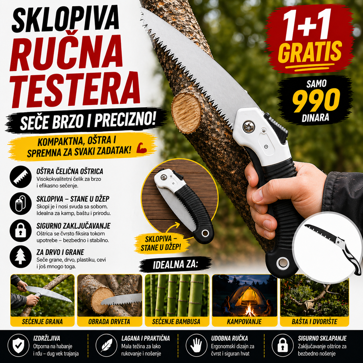 Sklopiva ručna testera - 1+1 gratis