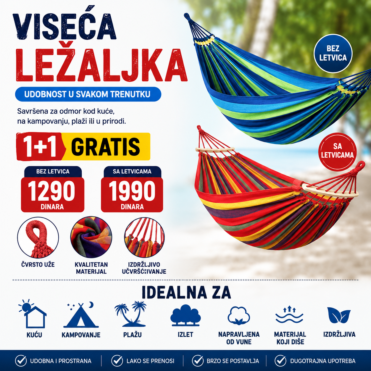 Viseća ležaljka - 1+1 gratis