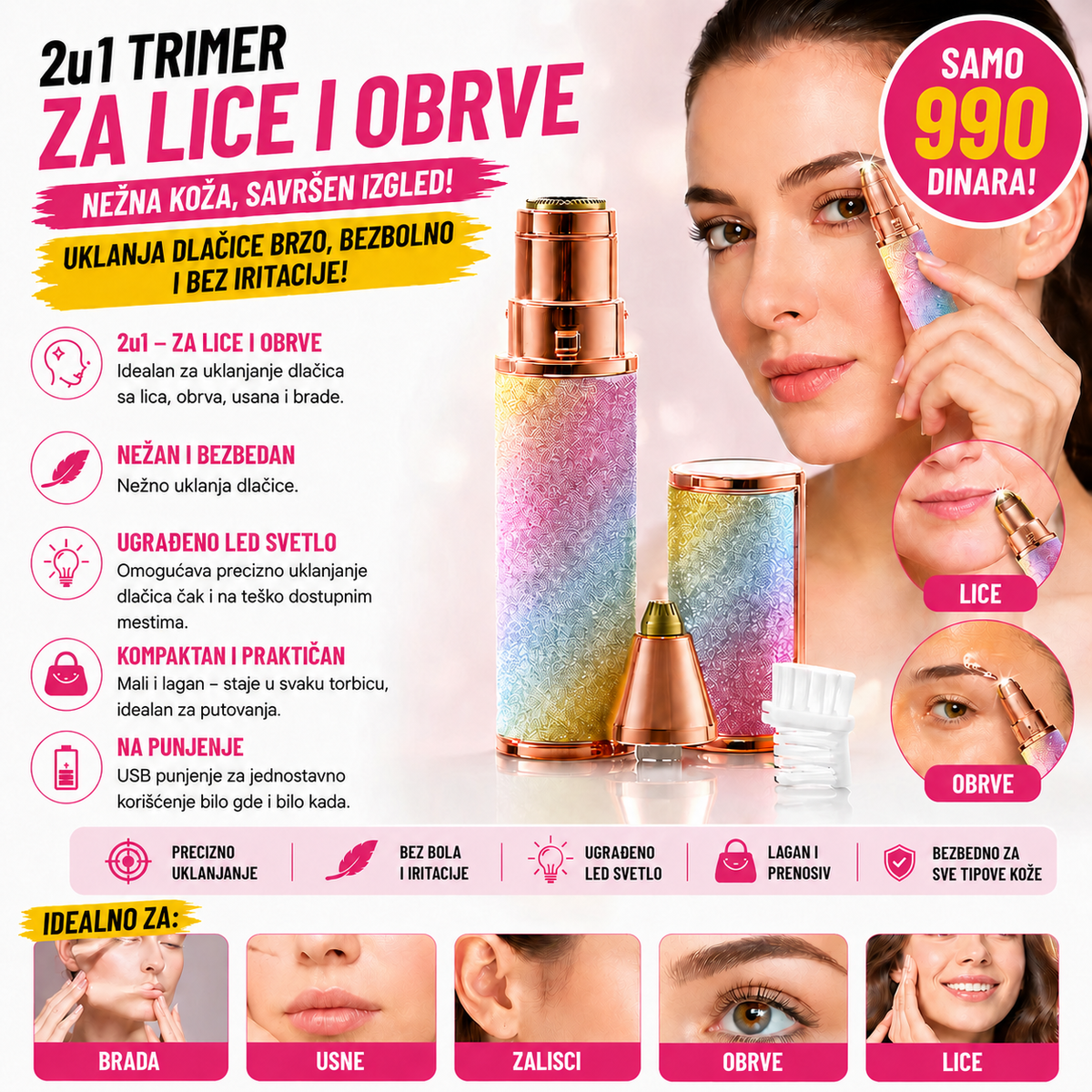 2u1 trimer za lice i obrve