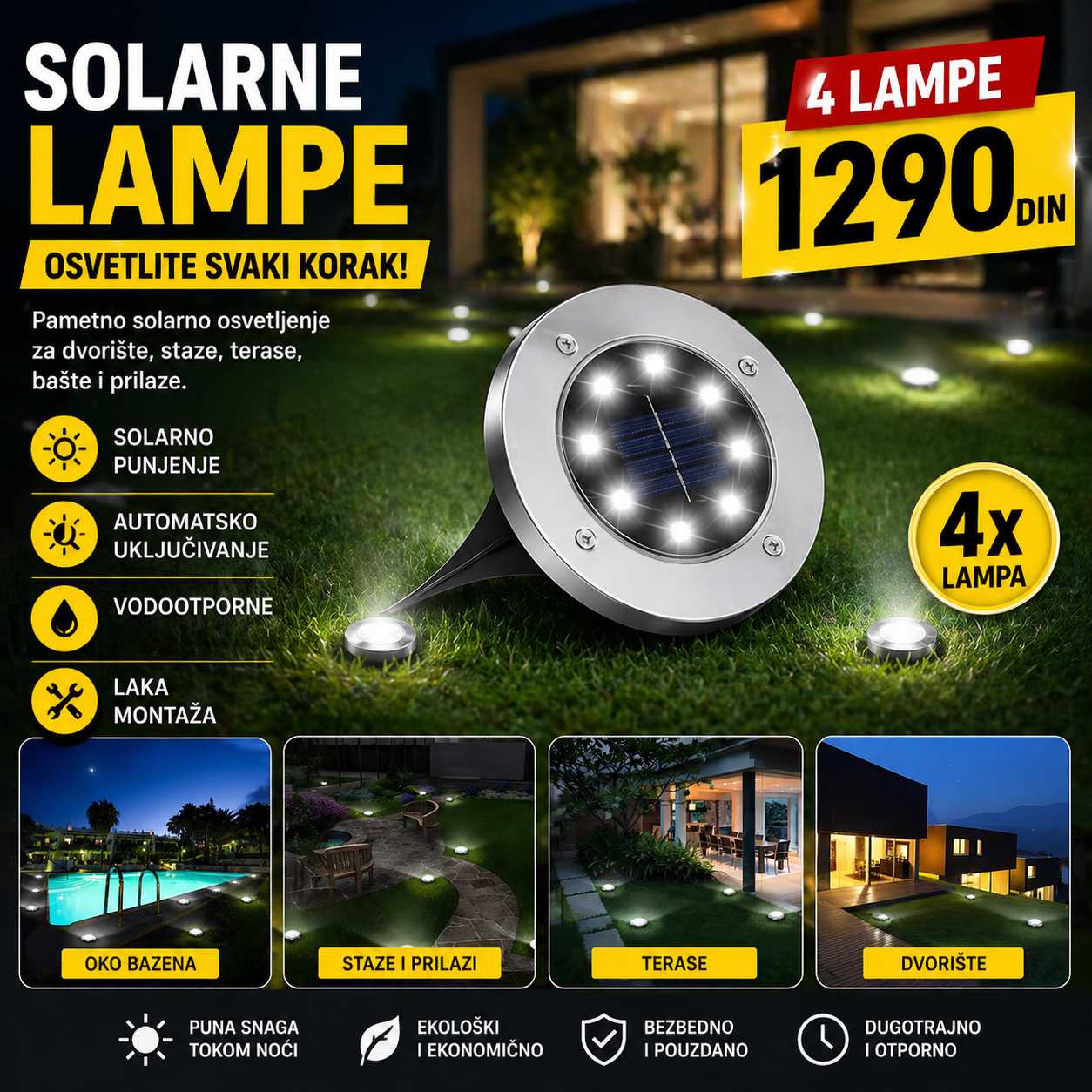 Disk Solarne Lampe - 4 komada