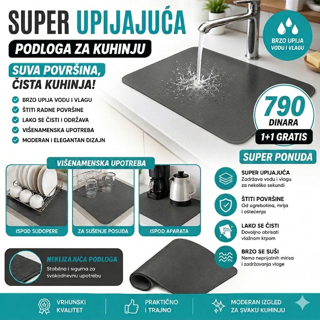 Super upijajuća podloga za sudove - 1+1 gratis