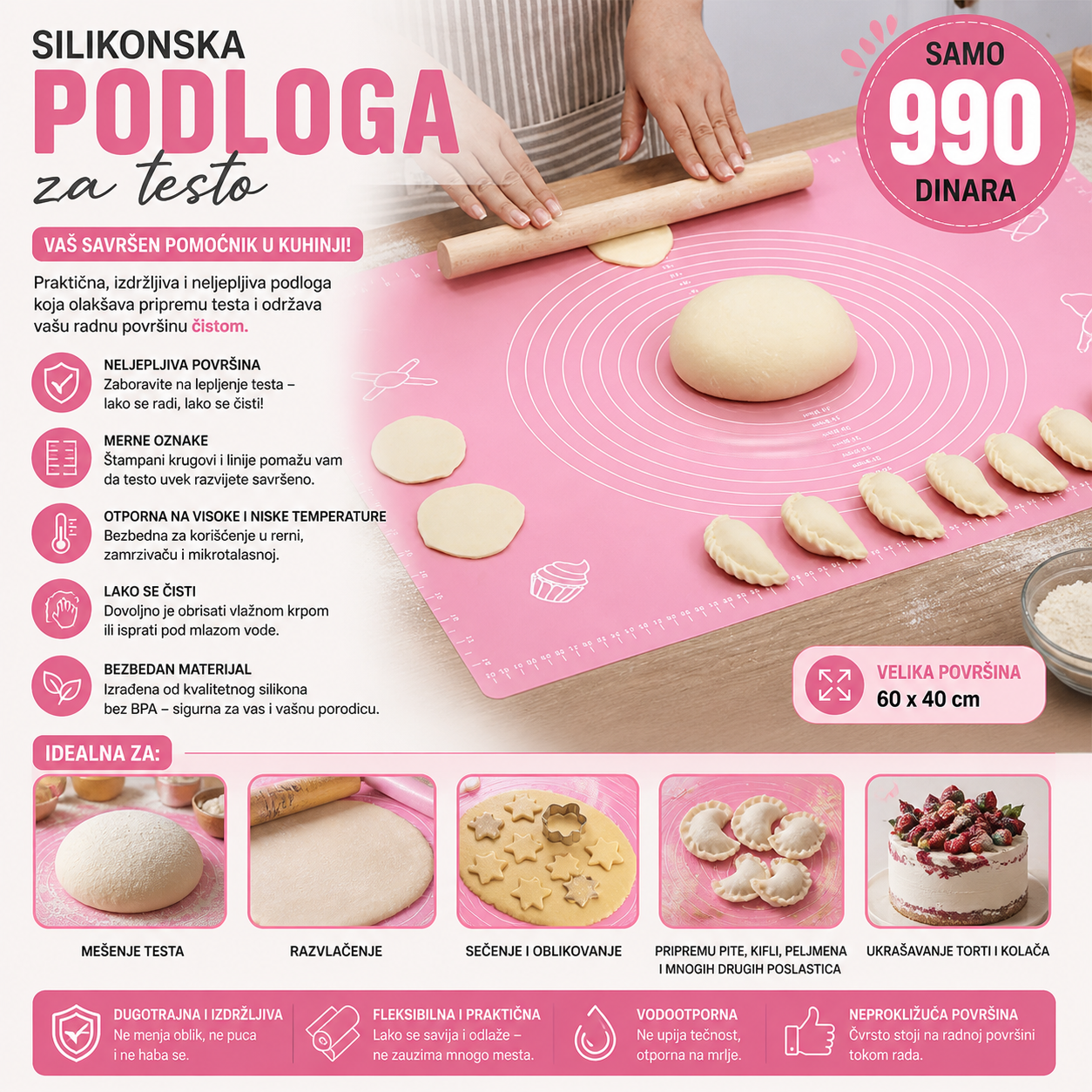 Silikonska podloga za testo
