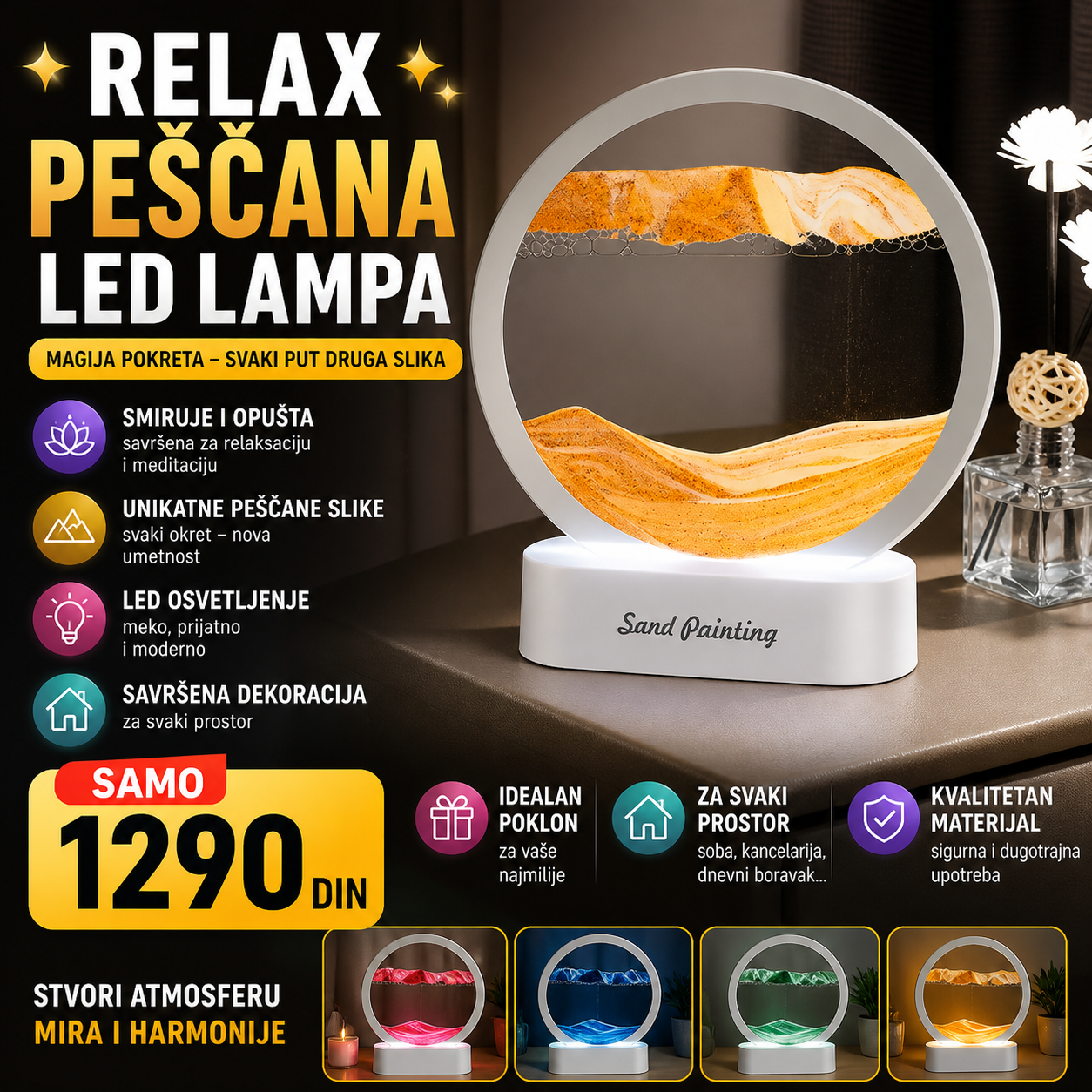 Peščana led lampa