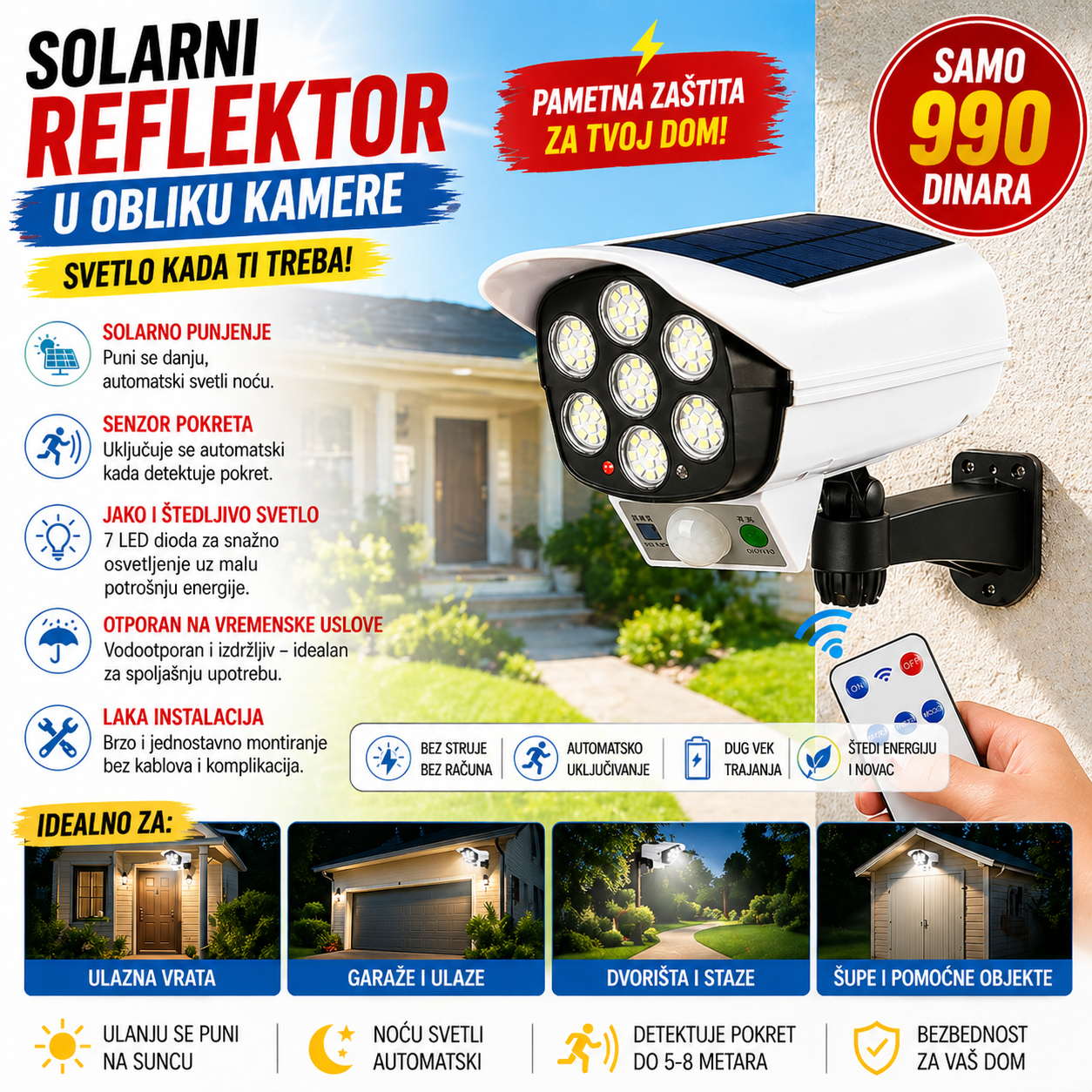 Solarni reflektor u obliku kamere