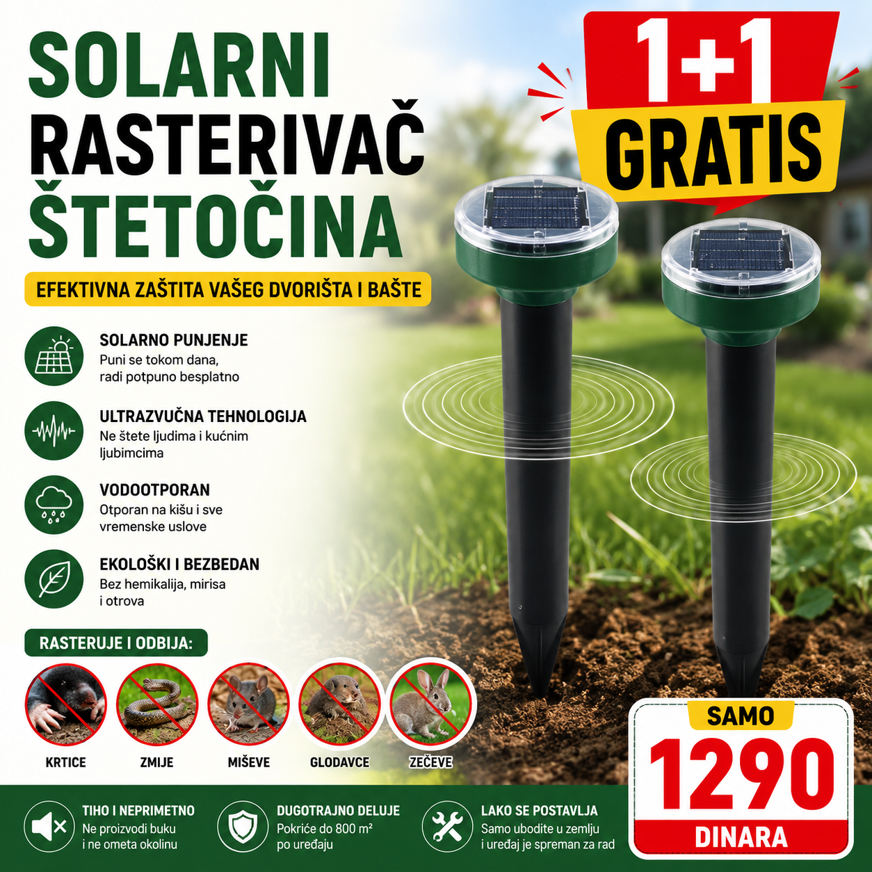 Solarni rasterivač štetočina - 1+1 gratis