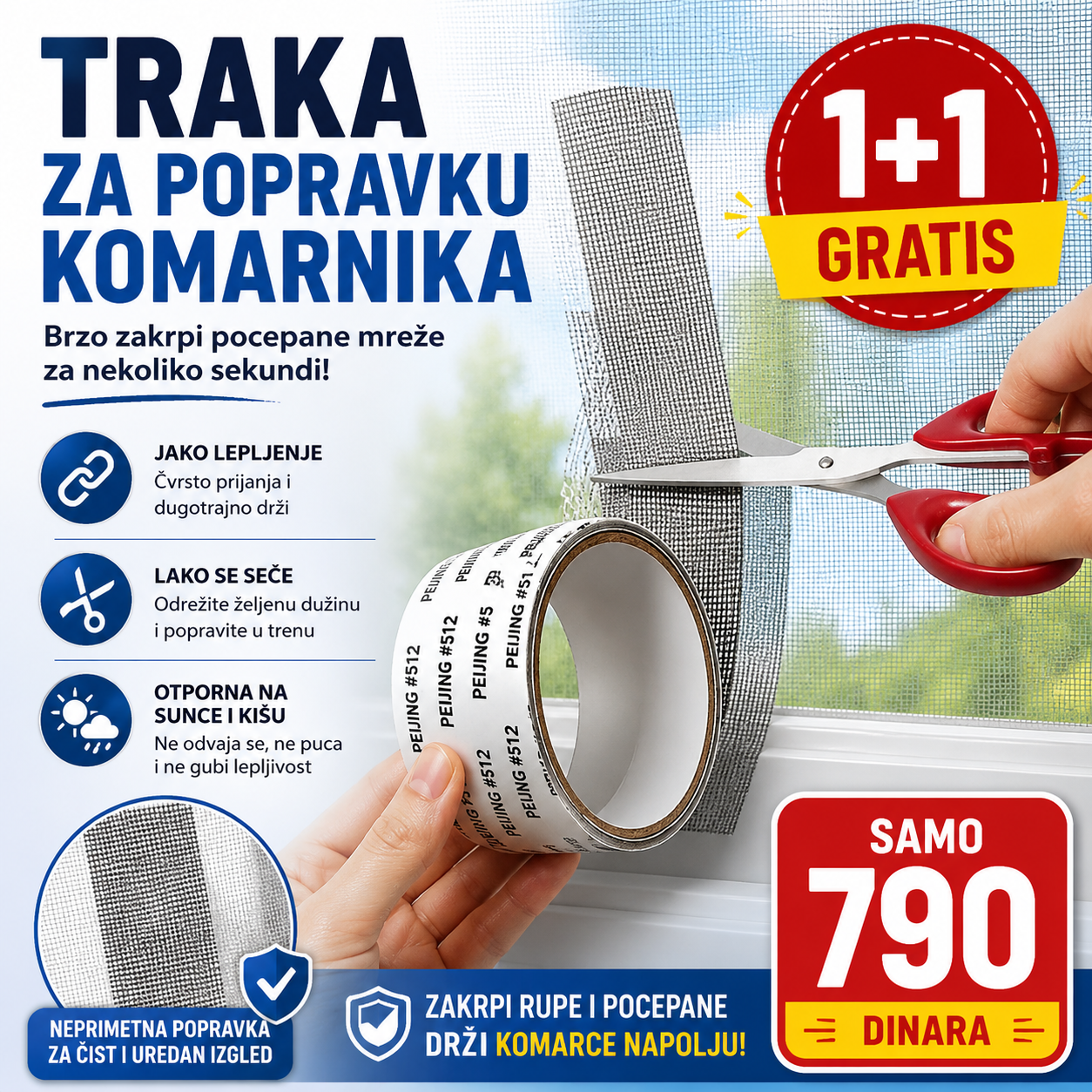 Traka za popravku komarnika - 1+1 gratis